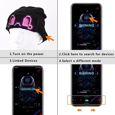 Шляпа дисплея СИД освещая ПРИЛОЖЕНИЕ Bluetooth крышки Beanie Programmable