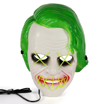 Зеленый шутник хеллоуин привел светлую вверх маску для партии Cosplay Masquerade