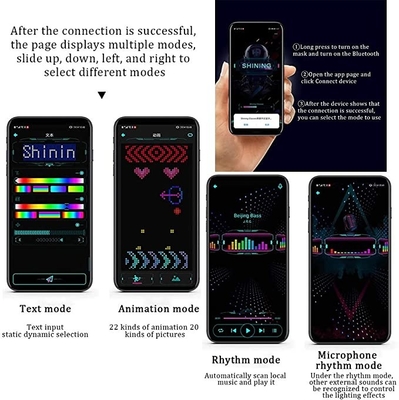 Шляпа СИД дисплея Programmable управлением приложения шляпы СИД Bluetooth картины текста DIY волшебная